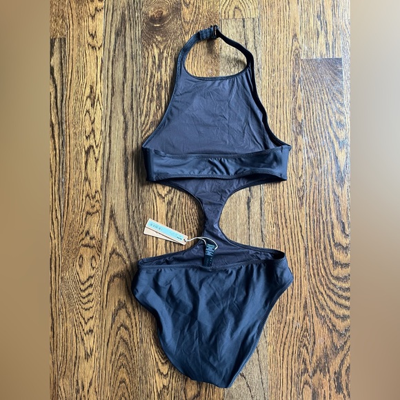 🖤SKIMS SWIM HALTER MONOKINI ONE PIECE SWIMSUIT ONYX XS S M - Picture 6 of 6